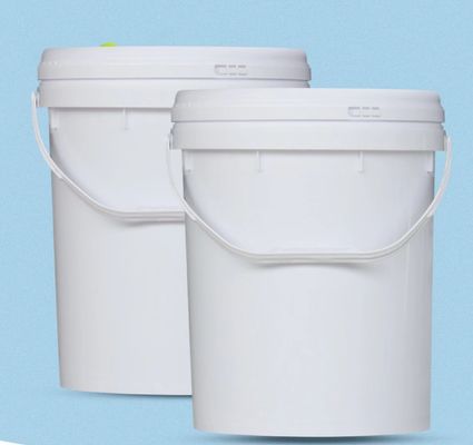 سطل های پلاستیکی سفید استوانه ای مواد غذایی درجه 5 گالن سطل رنگ HDPE