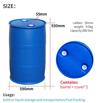 HDPE 200 لیتری پلاستیک ذخیره سازی بشکه 200 لیتری مواد خام پلاستیک ISO9001