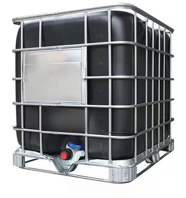 1000 لیتری IBC گالوانیزه فولادی قفس بیرونی و کانتینر سیاه داخلی برای صنعت شیمیایی